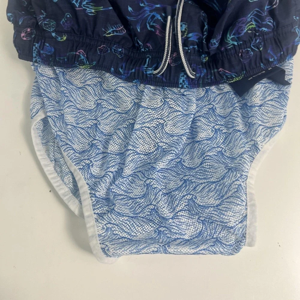 Peter Millar Swim Trunks Mens Medium Blue Crab Dice Casino Print Lined Stretch